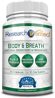 Research Verified Body & Breath Natural Deodorant Freshener Supplement to Control Bad Breath and Body Odor