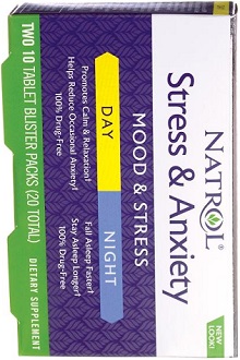 Natrol 5-HTP Stress & Anxiety Day & Night Formula Supplement for Stress Reduction
