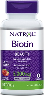 Natrol Biotin Supplement for Healthy Hair, Skin and Nails