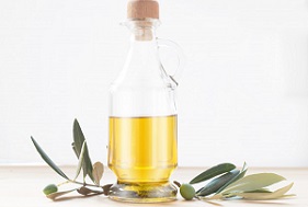 Glass bottle of olive oil